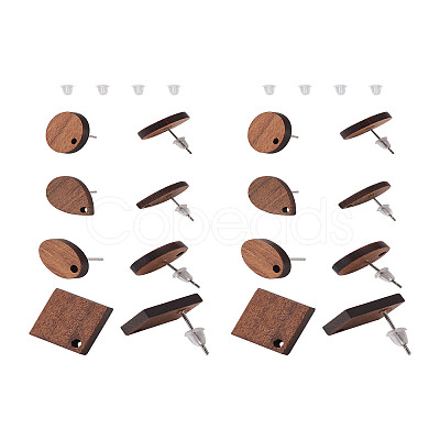 Coconut Brown Wood Stud Earring Findings EJEW-TA0010-06P-1