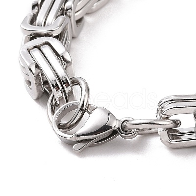 Tarnish Resistant 201 Stainless Steel Byzantine Chain Bracelets for Mens BJEW-V0345-01-1