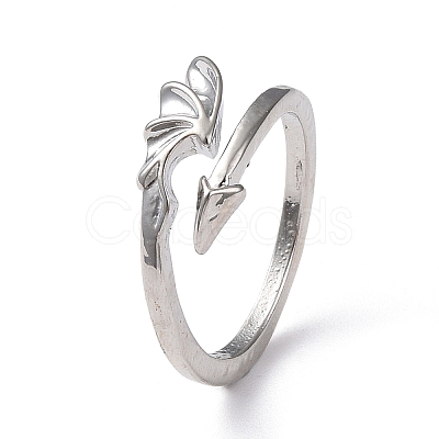 Alloy Wing Open Cuff Ring for Women RJEW-K239-17D-AS-1