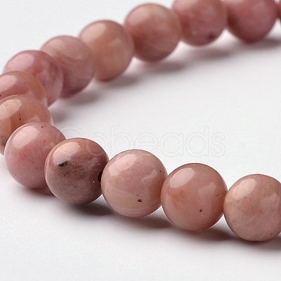 Natural Rhodonite Round Bead Stretch Bracelets BJEW-L594-D01-1