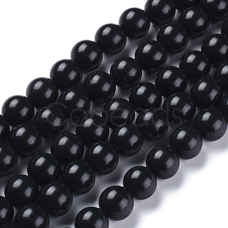 Natural Black Stone Beads Strands G-I288-A02-8mm-1