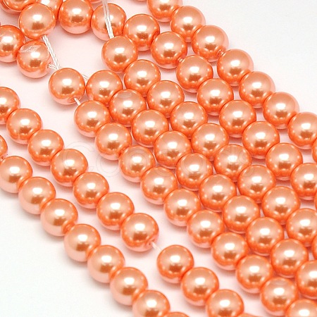 Eco-Friendly Dyed Glass Pearl Round Bead Strands X-HY-A002-10mm-RB113-1