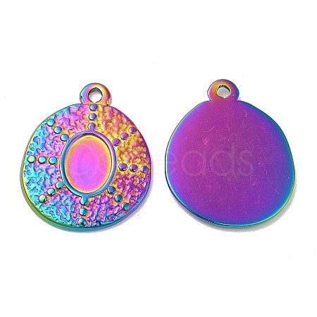 Ion Plating(IP) 304 Stainless Steel Pendant Cabochon Settings STAS-L020-025RC-1