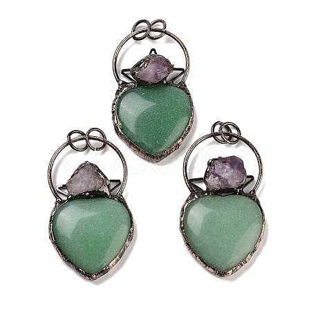 Natural Green Aventurine & Amethyst Big Pendants G-A221-04G-1