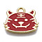 Alloy Pendants, with Enamel, Tiger, Cadmium Free & Lead Free, Red, 14x17x1mm, Hole: 1.6mm