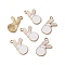 Alloy Enamel Pendants, Light Gold, Rabbit, White, 30.5x19x1mm, Hole: 2.5mm