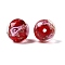 Luminous Handmade Gold Sand Lampwork Beads, Glow in the Dark, Round with Flower, Red, 8x8mm, Hole: 1.6mm