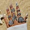 8Pcs 8 Styles Alloy Starfish/Shell Shape/Coconut Tree Finger Rings, Boho Finger Rings for Unisex, Antique Silver, Inner Diameter: 17~19mm, 1pc/style