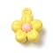 Spray Plating Alloy Pendants, Cadmium Free & Lead Free, Flower, Yellow, 15x12x6mm, Hole: 1.5mm