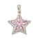 Star Rack Plating Brass Cubic Zirconia Pendants, Long-Lasting Plated, Lead Free & Cadmium Free, Platinum, 20x19x5mm, Hole: 5x3mm