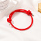 Boho Style Red String Bracelet with Knots and Pull Cord for Couples - Ethnic Woven Handmade Jewelry, Red, size 1