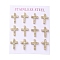 Ion Plating(IP) 304 Stainless Steel Cross Stud Earrings, with Rhinestone, Golden, 15x11mm