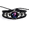 Constellation PU Leather & Glass Triple Layer Multi-strand Bracelets, Braided Adjustable Bracelets, Virgo, 7-1/8 inch(18cm)