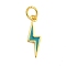 Rack Plating Brass Enamel Pendants, with Jump Ring, Cadmium Free & Lead Free, Long-Lasting Plated, Real 18K Gold Plated, Lightning Charm, Dark Cyan, 17.5x5x1mm, Hole: 3.5mm