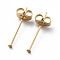 Ion Plating(IP) 304 Stainless Steel Flat Head Pins, with Ear Nuts, Real 18K Gold Plated, 20x0.7mm, Head: 1.4mm