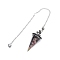 Resin Pointed Dowsing Pendulums, with Natural Tourmaline Chips Inside and Brass Findings, Faceted Cone, 240mm