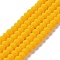 Glass Beads Strands, Faceted, Frosted, Rondelle, Gold, 2mm, Hole: 1mm