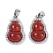 Brass Micro Pave Cubic Zirconia Pendants, with Carnelian, Gourd, Platinum, 18.5x12x5.5mm, Hole: 4x2mm