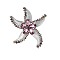 Alloy Rhinestone Starfish Brooch, Clothing Accessories Collar Pin Chest Flower, Light Amethyst, 65x56mm