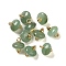 Natural Green Aventurine Rondelle Charms with Rack Plating Brass Loops, Real 18K Gold Plated, Long-Lasting Plated, 9.5~11x8~8.5mm, Hole: 1.8mm