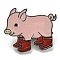 Pig in Rain Boots Enamel Pins, Platinum Tone Alloy Brooches, Red, 23.5x28x2mm