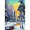 DIY Diamond Painting Kit, Including Resin Rhinestones Bag, Diamond Sticky Pen, Tray Plate and Glue Clay, Snowy Forest, Orange, 400x300mm