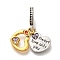 Rack Plating Alloy Rhinestone European Dangle Charms, Always Love Only You Heart Large Hole Charms, Enamel Style, Antique Silver & Golden, 25mm, Hole: 5mm