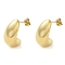 Ion Plating(IP) 304 Stainless Steel Studs Earrings, Jewely for Women, Teardrop, Real 18K Gold Plated, 19.5x10mm