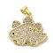 Brass Micro Pave Cubic Zirconia Pendants, with Enamel, Real 18K Gold Plated, Dinosaur, Clear, 20x21x2.5mm, Hole: 5x3.5mm