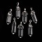 Bullet Glass Pointed Pendants, with Alloy Findings, Platinum, Clear, 40x12mm, Hole: 3x4mm