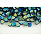 Electroplate Czech Glass Beads, 2-Hole, Fan, Cadet Blue, 7.5x7.5mm, about 380 pcs/bag