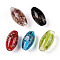 Luminous Handmade Gold Sand Lampwork Beads, Glow in the Dark, Oval, Mixed Color, 21~24.5x11~12.5mm, Hole: 1.2~2.5mm