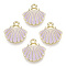 Alloy Enamel Charms, Light Gold, Scallop Shell Shape, Plum, 13x13x2mm, Hole: 1.5mm