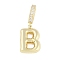 Brass Micro Pave Clear Cubic Zirconia Pendants, Long-Lasting Plated, letters, Letter B, 19x13.5x4.5mm, Hole: 8.5x5.5mm