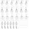 8 Pairs 4 Style 304 Stainless Steel Earring Hooks, Ear Wire with Round Trays, Teardrop & Ring & Feather & Moon, Golden, 35~65mm, Tray: 12mm, 2 Pair/style