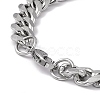 201 Stainless Steel Curb Chain Bracelet with 304 Stainless Steel Clasps for Men Women BJEW-M235-02C-P-3