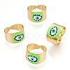 Enamel Horse Eye Open Cuff Rings RJEW-P042-01G-01-2