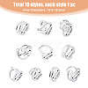 FIBLOOM 10Pcs 10 Style Alloy & Titanium Steel Open Cuff Ring RJEW-FI0001-13-2