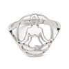304 Stainless Steel Holllow Human Adjustable Ring for Women RJEW-M149-16P-1