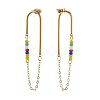 Chain Tassel with Glass Seed Beads Dangle Stud Earrings for Girl Women EJEW-TA00014-3