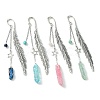 4Pcs 4 Style Electroplated Natural Quartz Crystal Pendant Bookmark with Gemstone Round Bead AJEW-TA00012-1