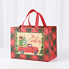 Christmas Theme Tartan Non-woven Fabric Gift Tote Bags with Handle ABAG-G017-01B-1