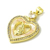 Mother's Day Real 18K Gold Plated Brass Micro Pave Clear Cubic Zirconia Pendants KK-H472-13G-08-2