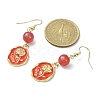 Valentine's Day Alloy Enamel Dangle Earrings with Brass Pins EJEW-JE05331-5