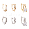 12Pcs 6 Style Brass Micro Pave Cubic Zirconia Hoop Earring Findings ZIRC-PJ0001-06-10