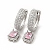 Rack Plating Brass Micro Pave Cubic Zirconia Hoop Earrings EJEW-H091-25-2