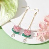 3D Lotus Plastic Dangle Earrings EJEW-JE05525-02-3