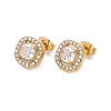 Cubic Zirconia & Rhinestone Square Stud Earrings EJEW-A080-06M-G-2