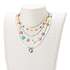 Beaded Necklaces & 304 Stainless Steel Satellite Chain Necklace Sets NJEW-JN03459-4