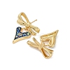 Rack Plating Heart with Bowknot Brass Stud Earrings EJEW-P277-10G-3